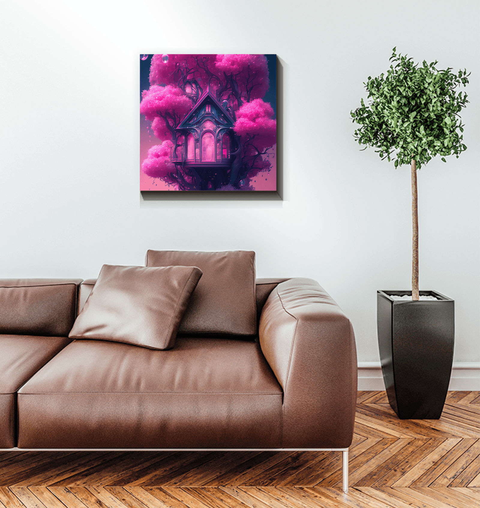 Salmon Treetop Wrapped Canvas - Beyond T-shirts