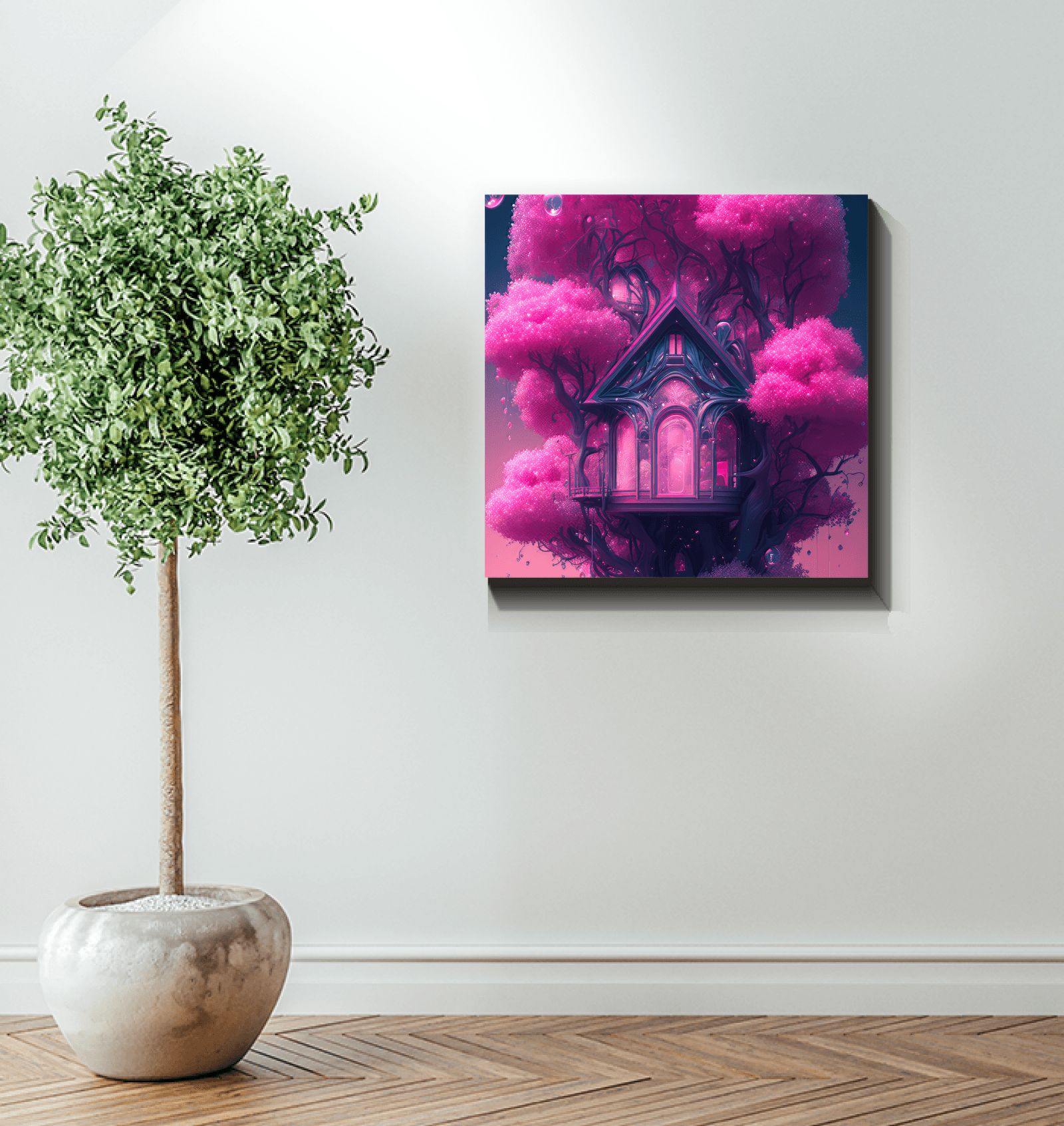 Salmon Treetop Wrapped Canvas - Beyond T-shirts