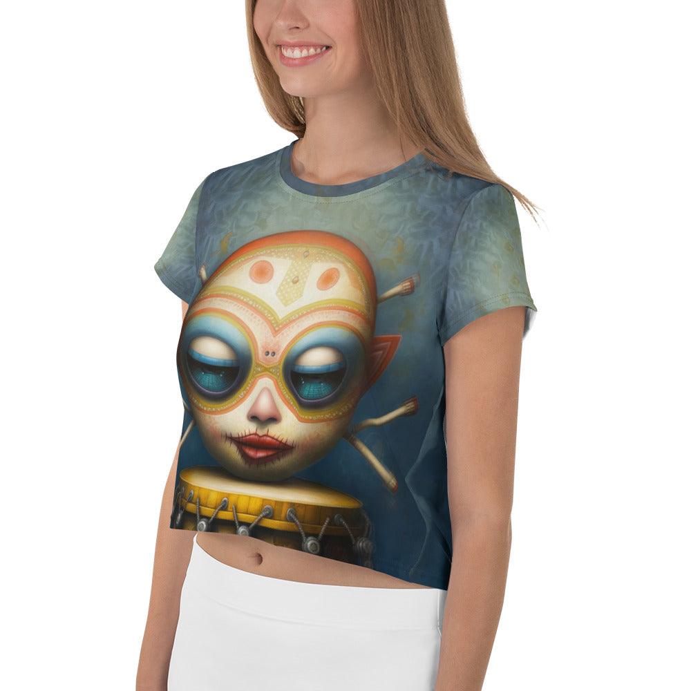 Sapphire Skies All-Over Print Crop Tee - Beyond T-shirts