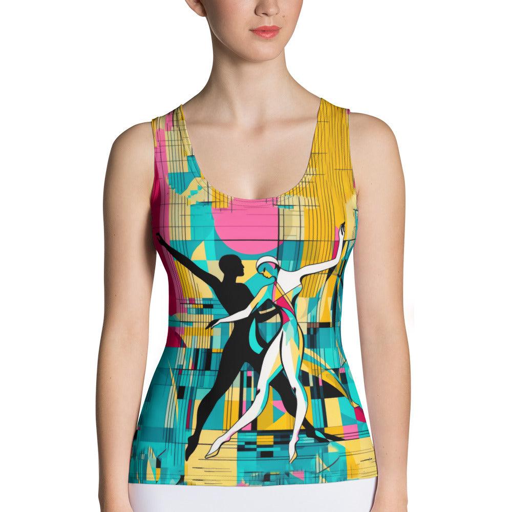 Elegant balletic style sublimation tank top for dancers.