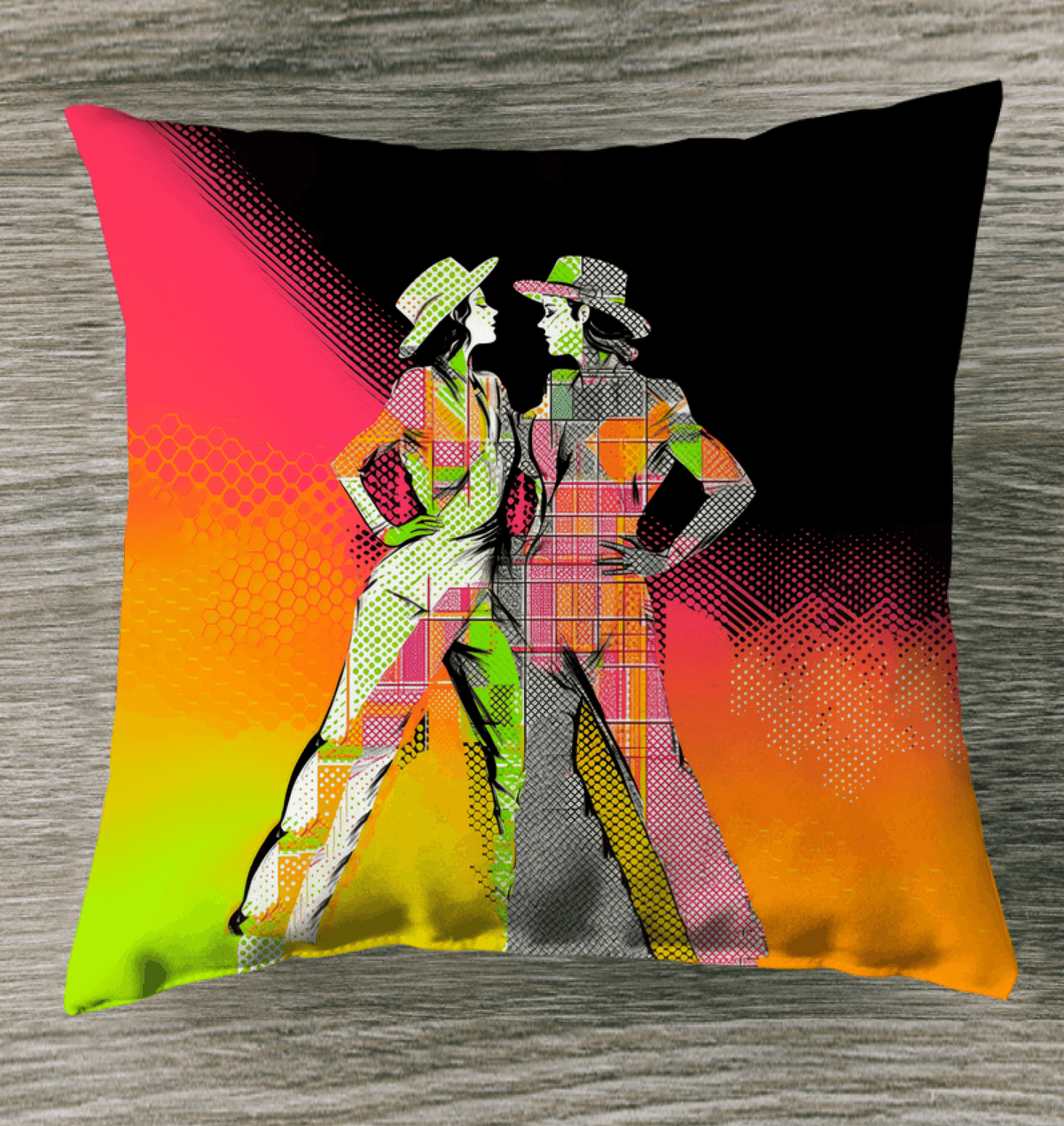 Elegant indoor pillow featuring a sensual feminine dance design