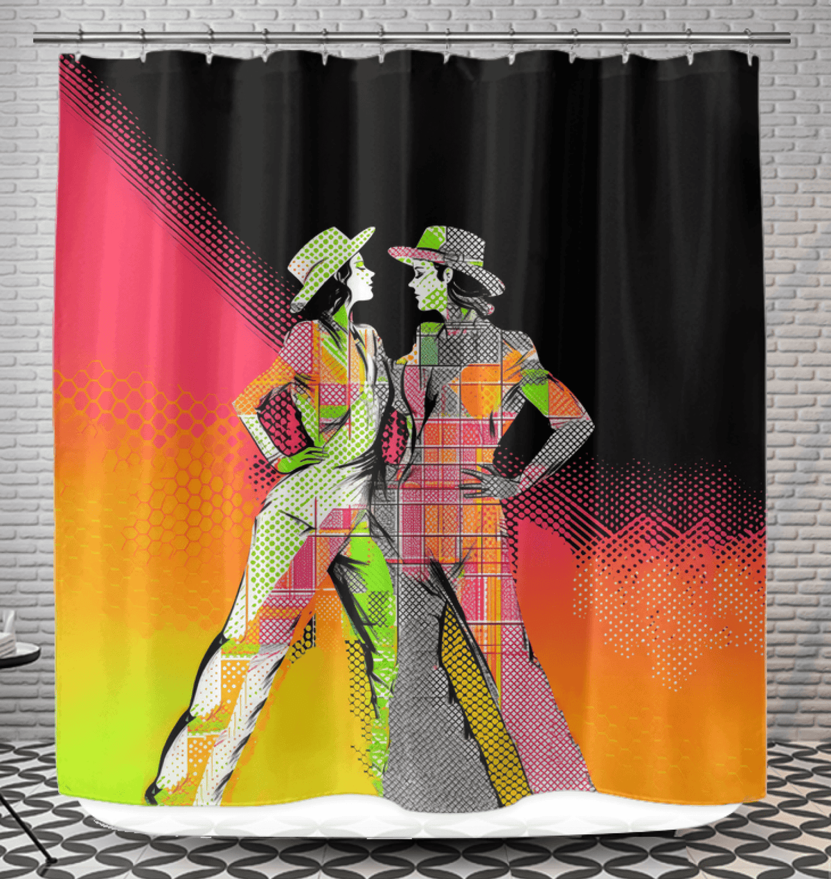 Elegant shower curtain featuring a sensual feminine dance silhouette.