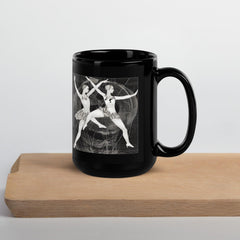 Dance attire-inspired black glossy mug for coffee enthusiasts.