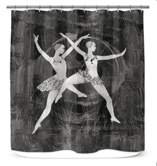 Unique sensual dance attire-themed shower curtain, perfect for modern bathroom decor.