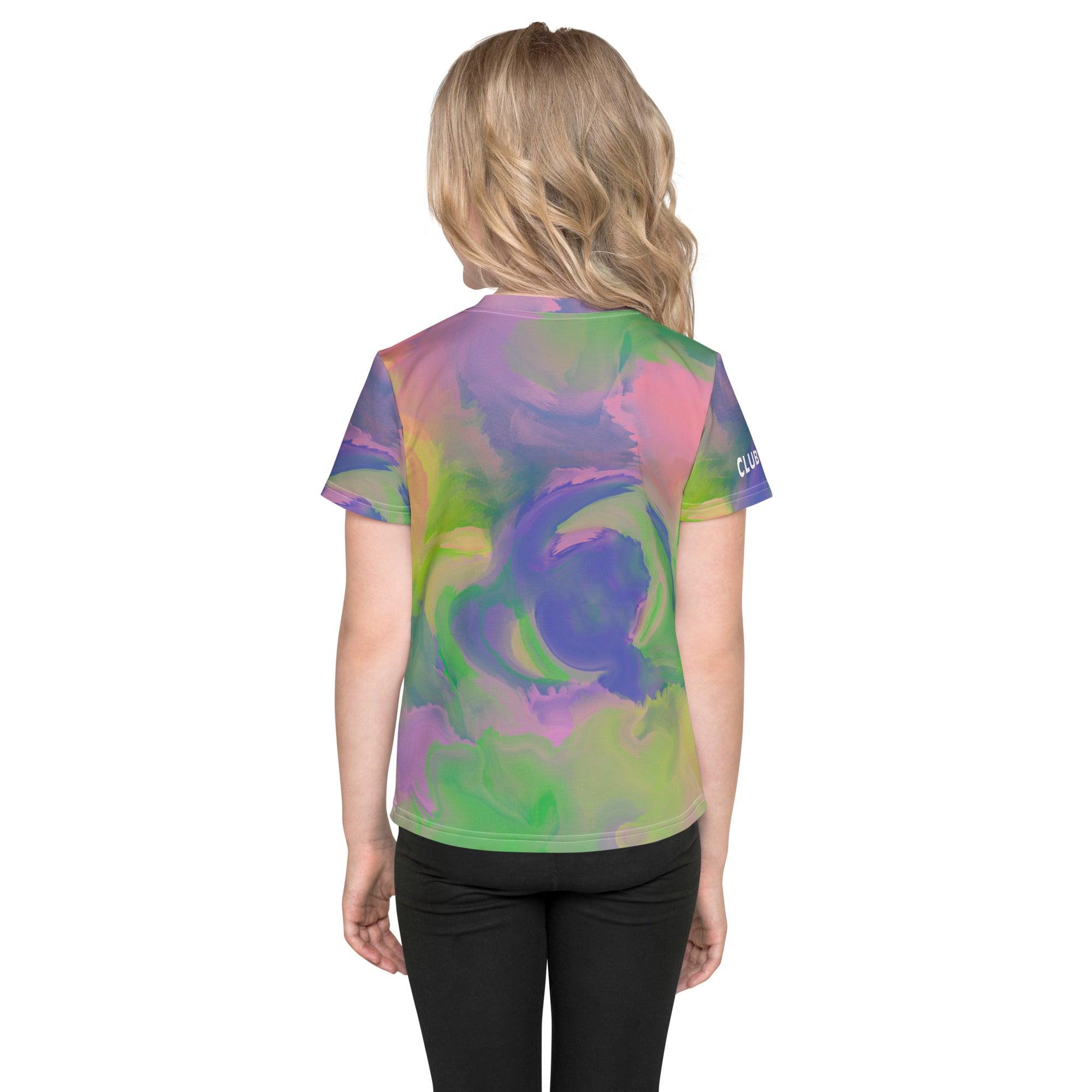 Group of children wearing Seraphic Sparkling Eyes Crew Neck Tees outdoors.
