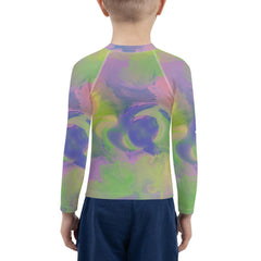 Close-up of Seraphic Sparkling Eyes Rash Guard fabric and design.
