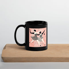 Elegant dance-themed glossy black mug for coffee enthusiasts