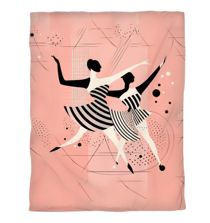 Feminine dance motion pattern on serene duvet cover, perfect for elegant bedroom decor.