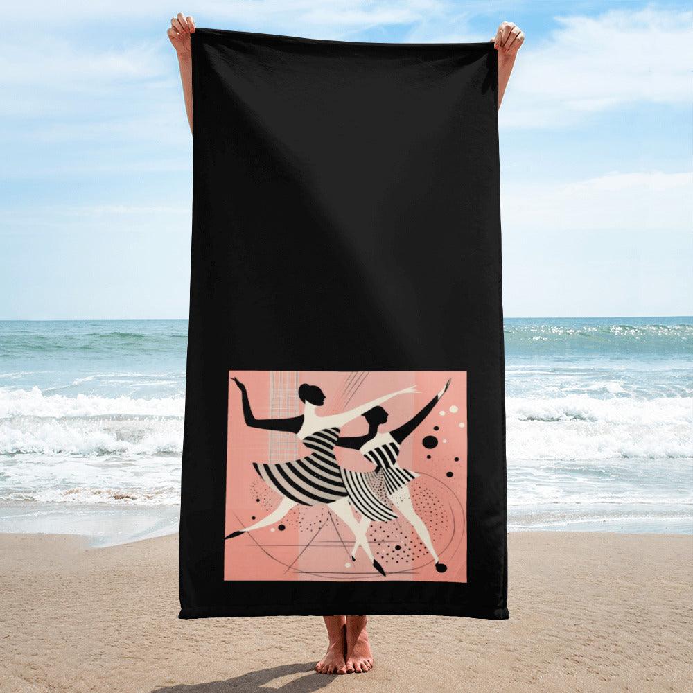 Woman holding Serene Feminine Dance Motion Towel - Stylish and Comfortable