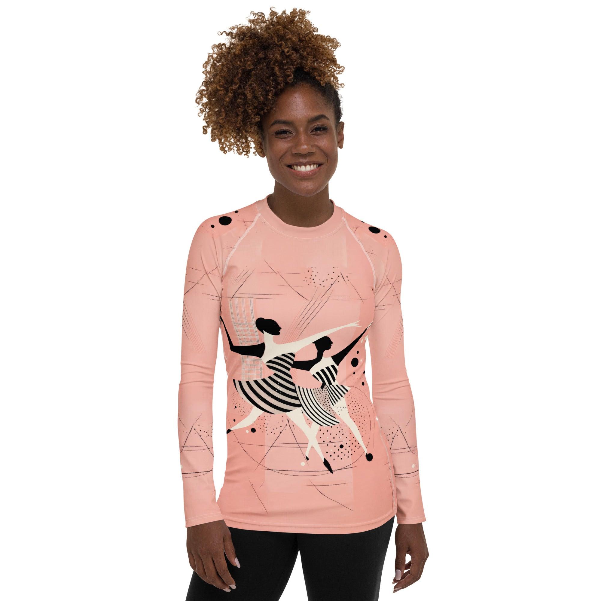 Serene Feminine Dance Motion Women's Rash Guard - Beyond T-shirts