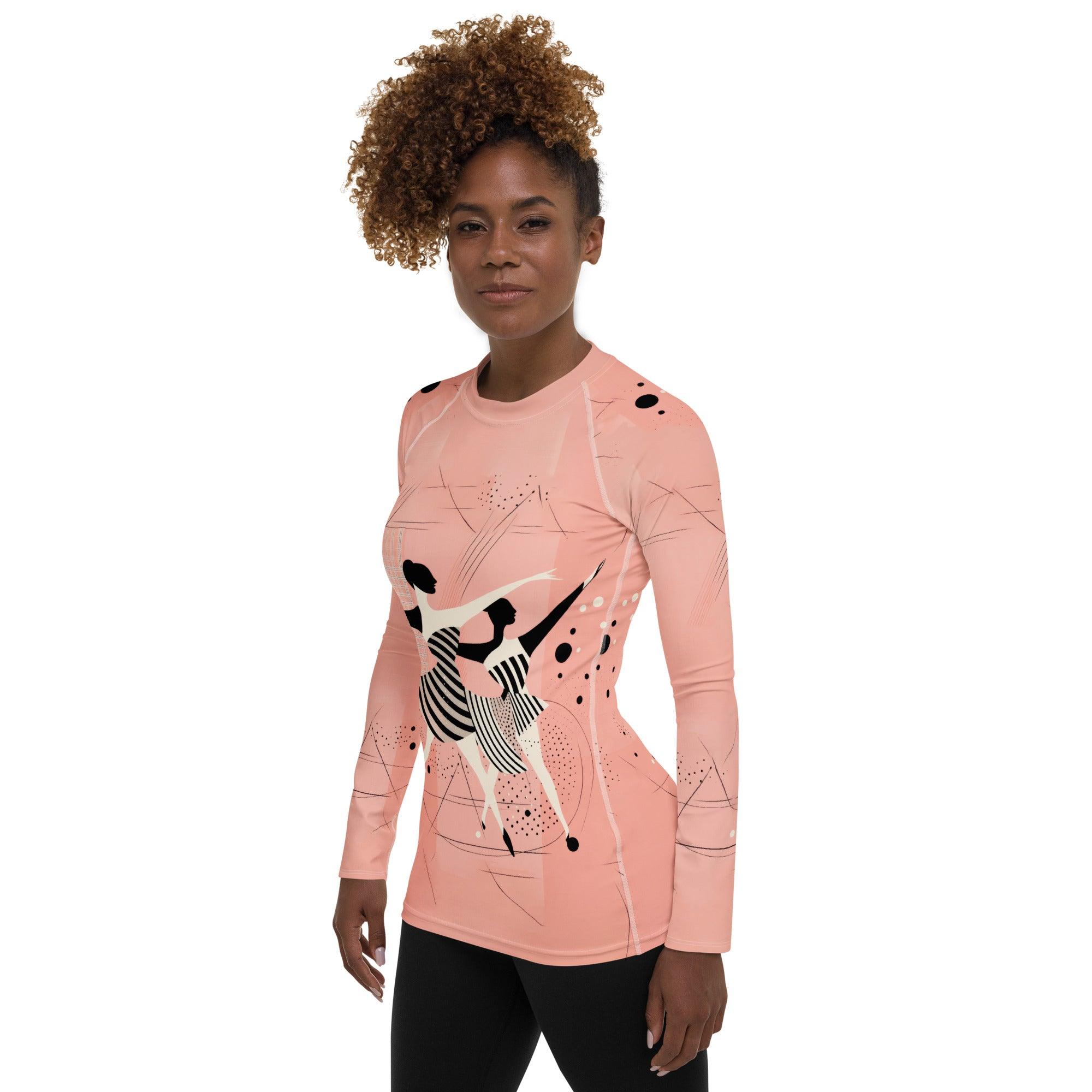 Serene Feminine Dance Motion Women's Rash Guard - Beyond T-shirts