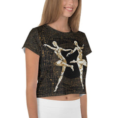 Serene Feminine Dance Style All-Over Print Crop Tee - Beyond T-shirts