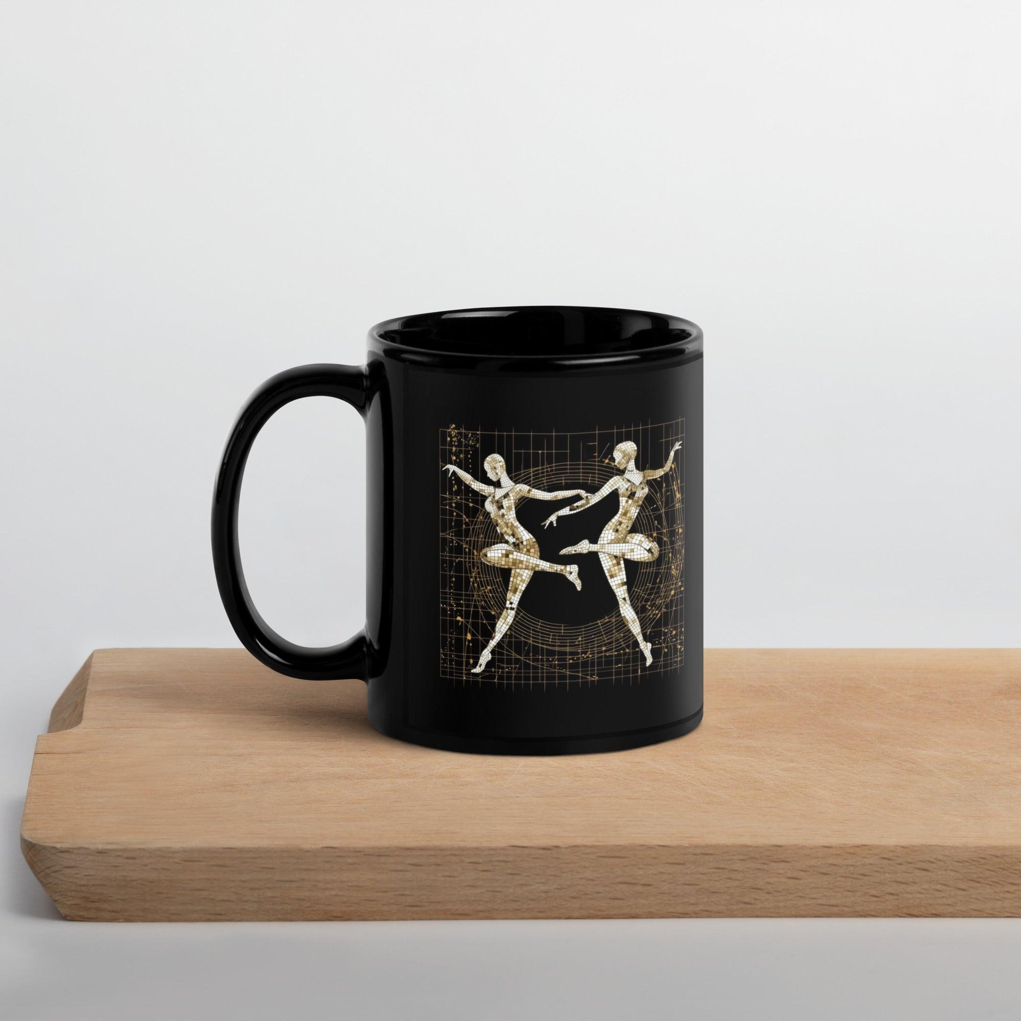 Elegant black coffee mug featuring a dance-inspired glossy finish