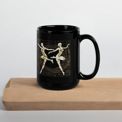 Unique dance style design on a glossy black coffee mug