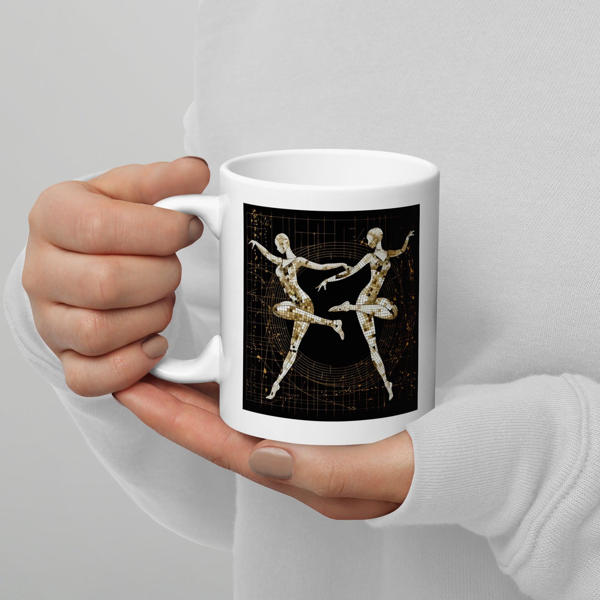 Elegant dance-themed glossy white coffee mug