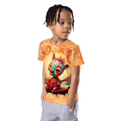 Back view of Serene Giraffe Kids Crew Neck T-shirt.