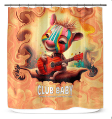 Elegant Serene Giraffe's Glance Shower Curtain enhancing bathroom ambiance.