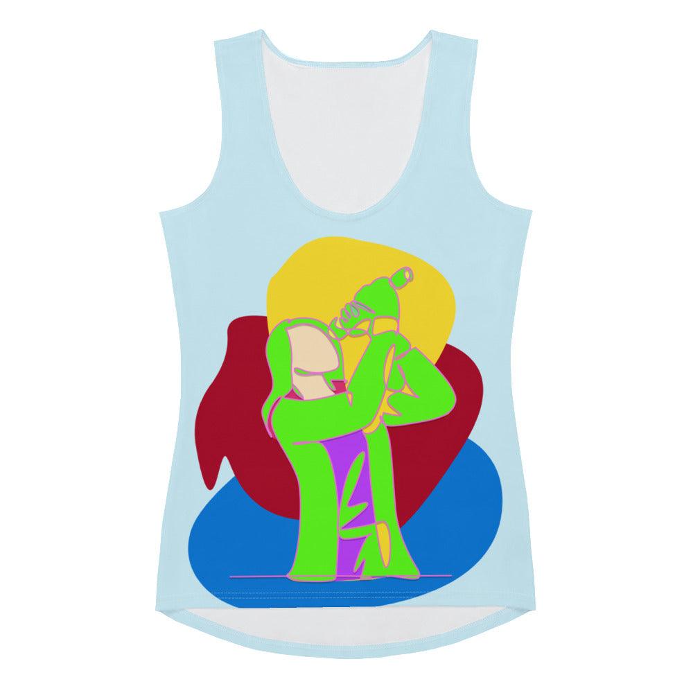 Singing Girl Sublimation Cut Sew Tank Top - Front View