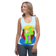 Singing Girl Sublimation Cut Sew Tank Top - Back View