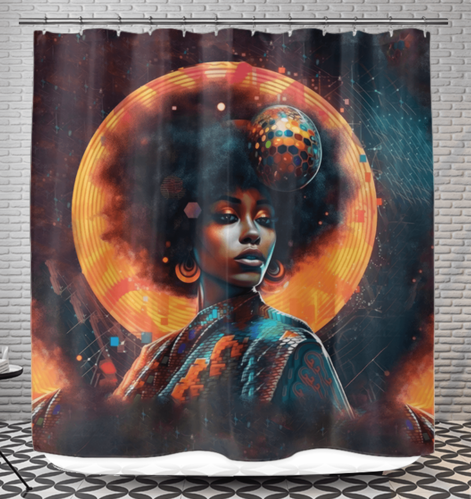 Sketch Savvy Shower Curtain with abstract design for modern bathrooms.