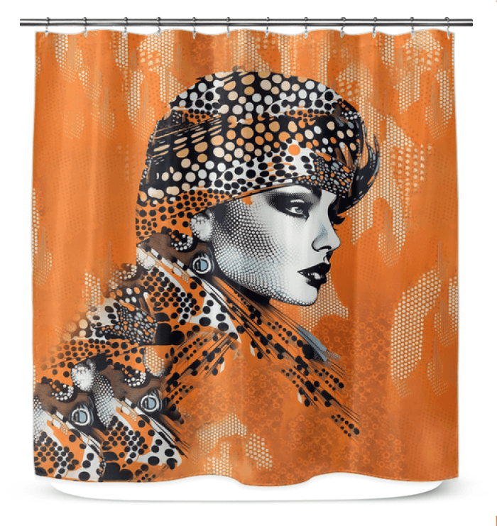 Elegant shower curtain with sketch simplification design enhancing bathroom decor.