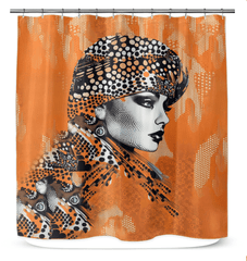 Elegant shower curtain with sketch simplification design enhancing bathroom decor.