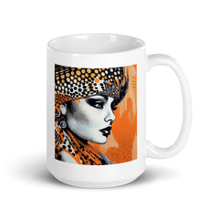 Stylish white glossy mug featuring a unique sketch-inspired print.