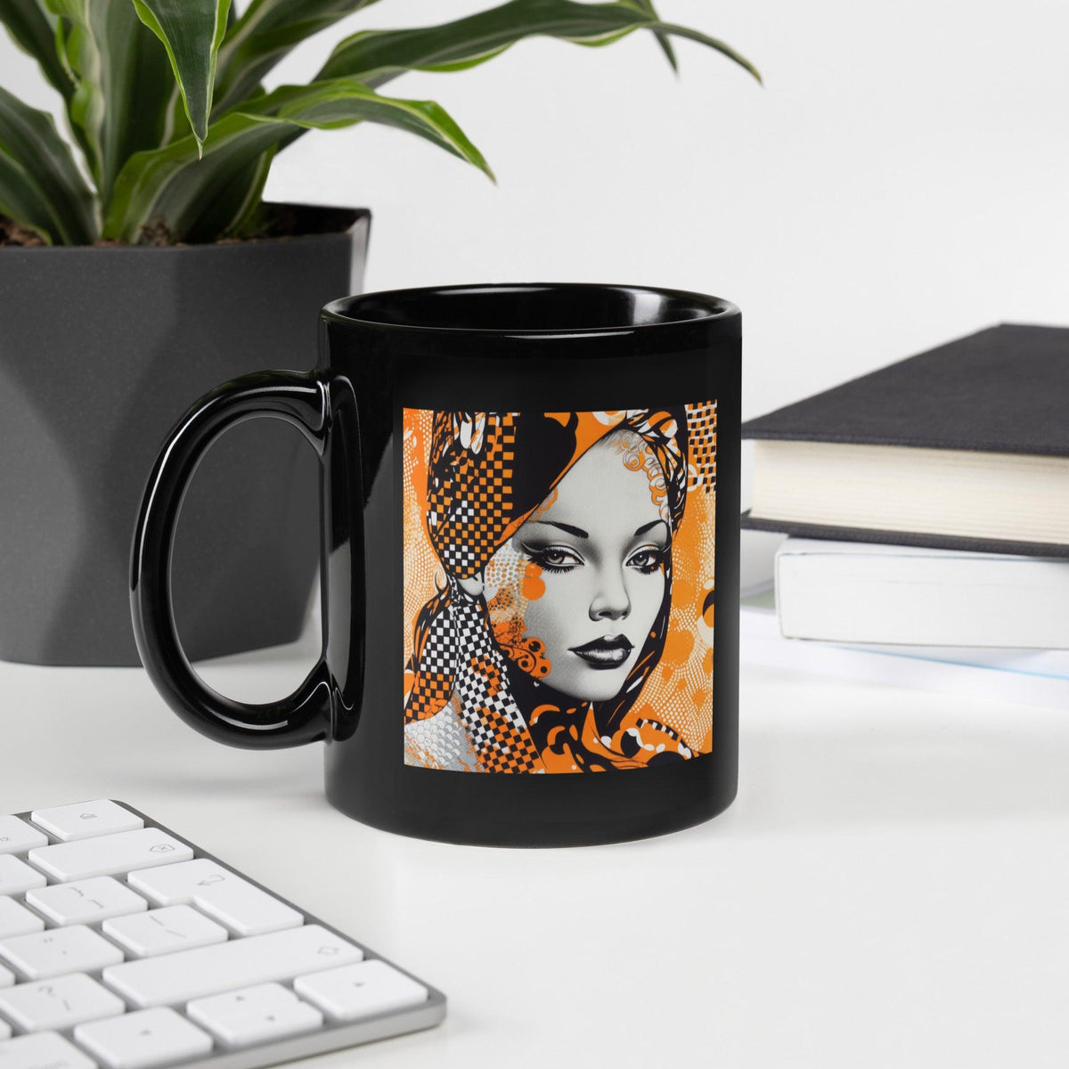 Sketch Symmetry pattern on a white glossy coffee mug