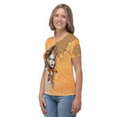 Woman wearing artistic Sketch Symmetry T-Shirt.