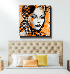 Decorative wrapped canvas with sketch symmetry pattern
