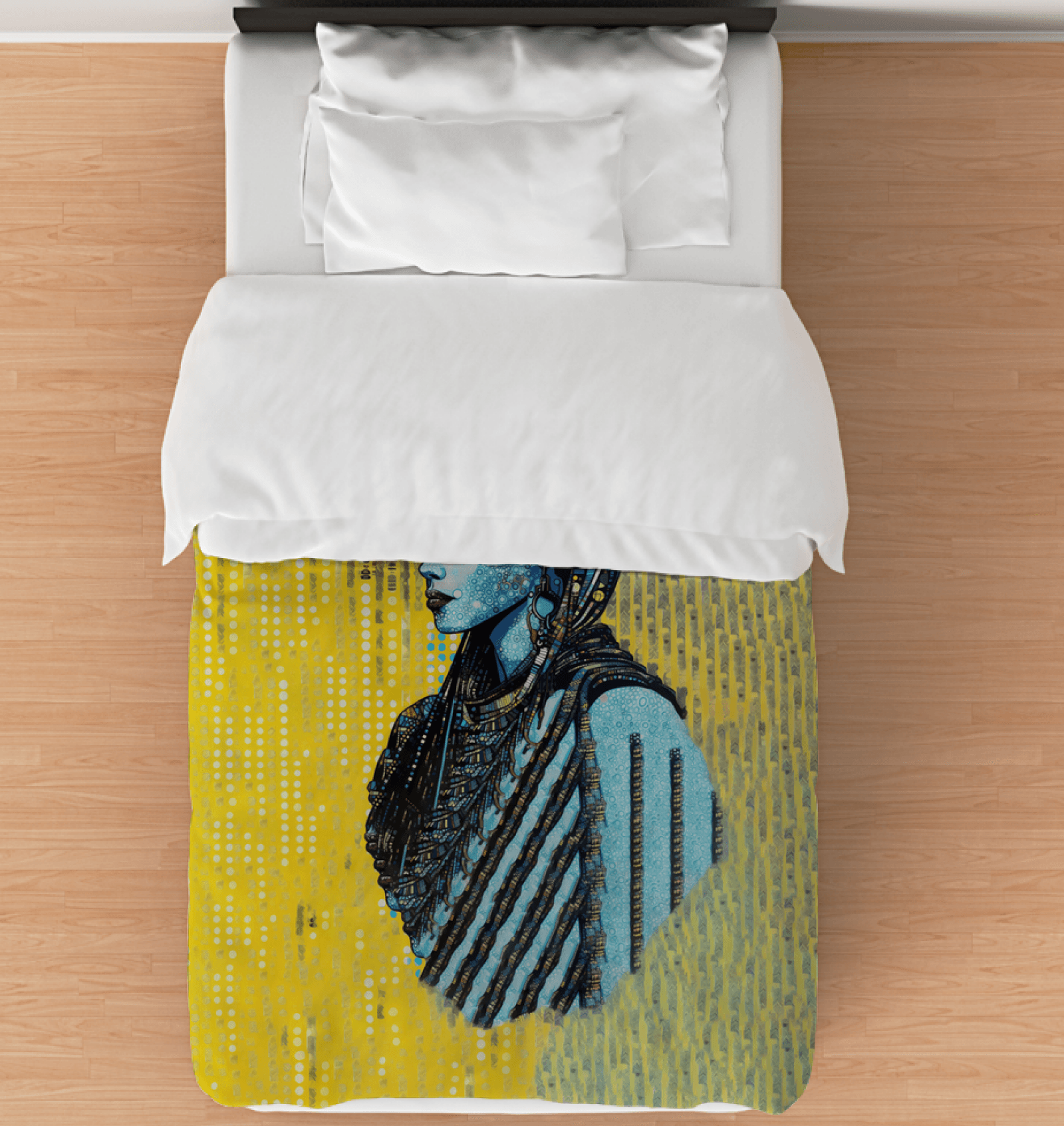 Unique sketchbook-inspired duvet cover for a creative bedroom