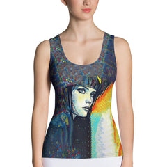 Sketching Serenity II artistic tank top with sublimation print design.