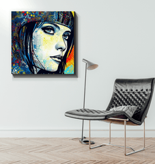 Contemporary sketching canvas art piece.