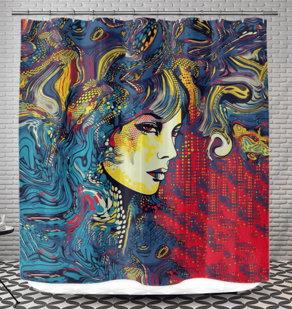 Sketching Style Shower Curtain featuring elegant line art.