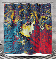 Sketching Style Shower Curtain featuring elegant line art.