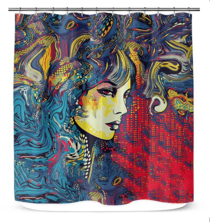 Artistic Sketching Design on Waterproof Shower Curtain.