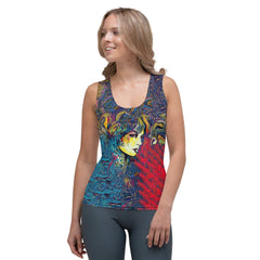 Sketching style sublimation tank top with artistic design