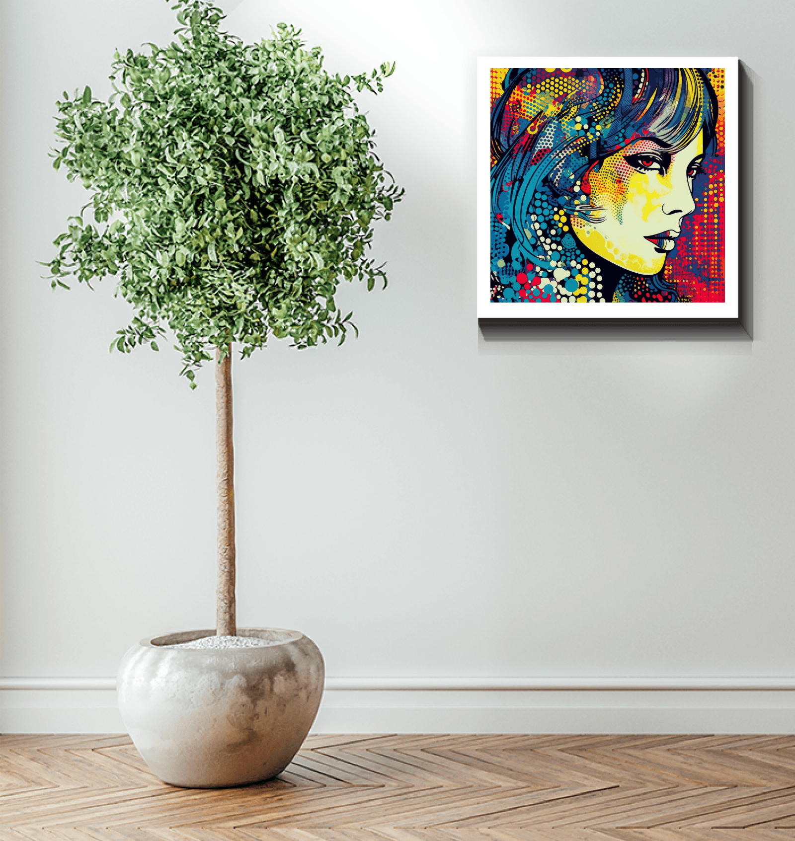 Gallery-Wrapped Canvas with Sketch Design.