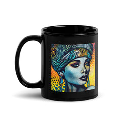 Artistic black coffee mug with glossy finish