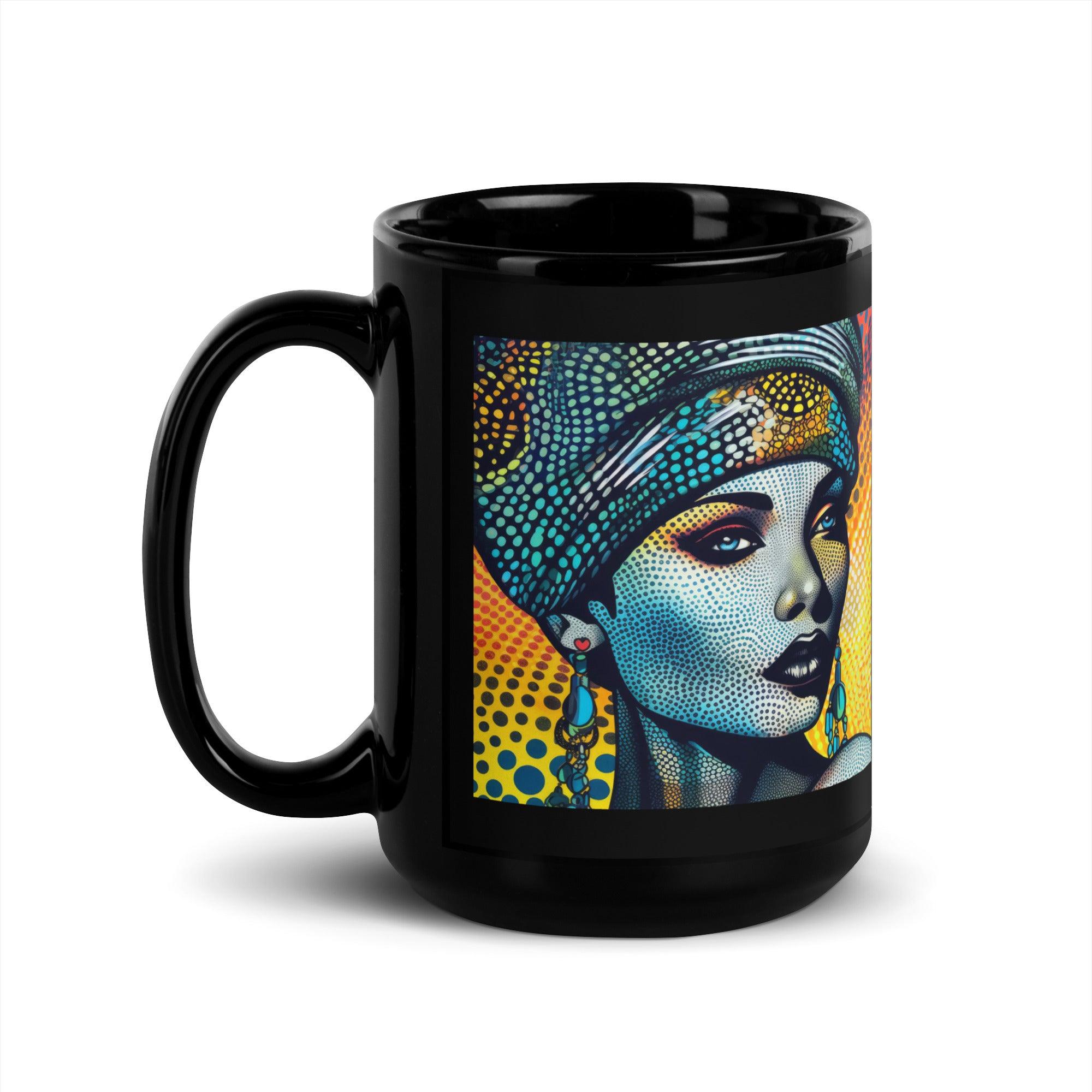Sketchy Stories theme on a glossy black mug