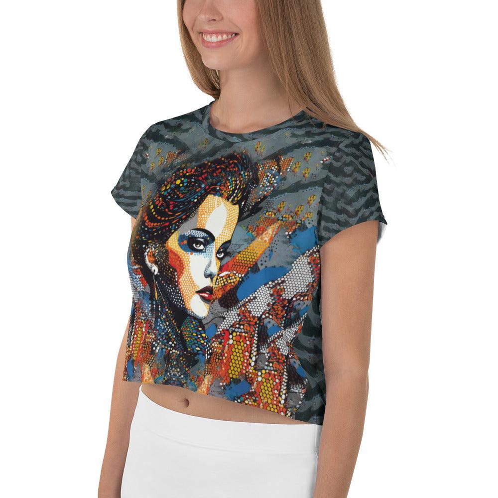 Sketchy Strokes All-Over Print Crop Tee - Beyond T-shirts