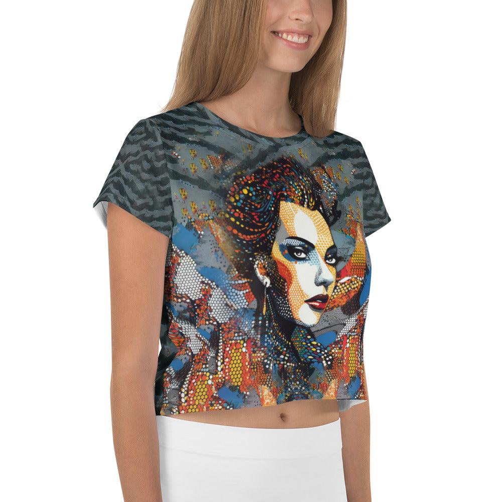 Sketchy Strokes All-Over Print Crop Tee - Beyond T-shirts