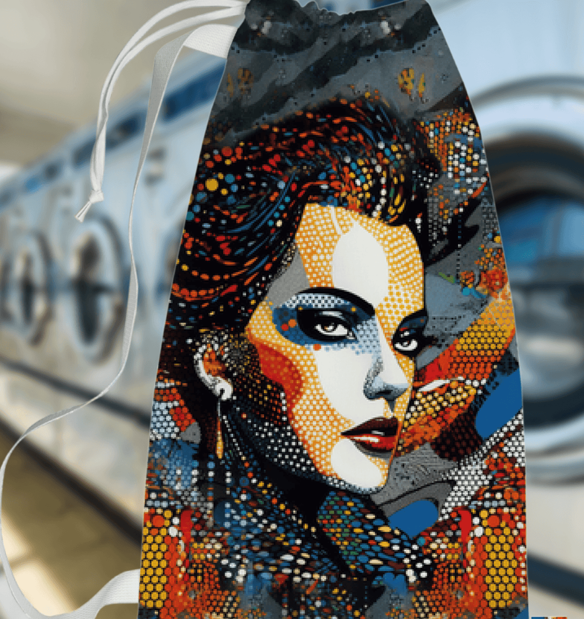 Stylish Sketchy Strokes laundry bag with a spacious interior.