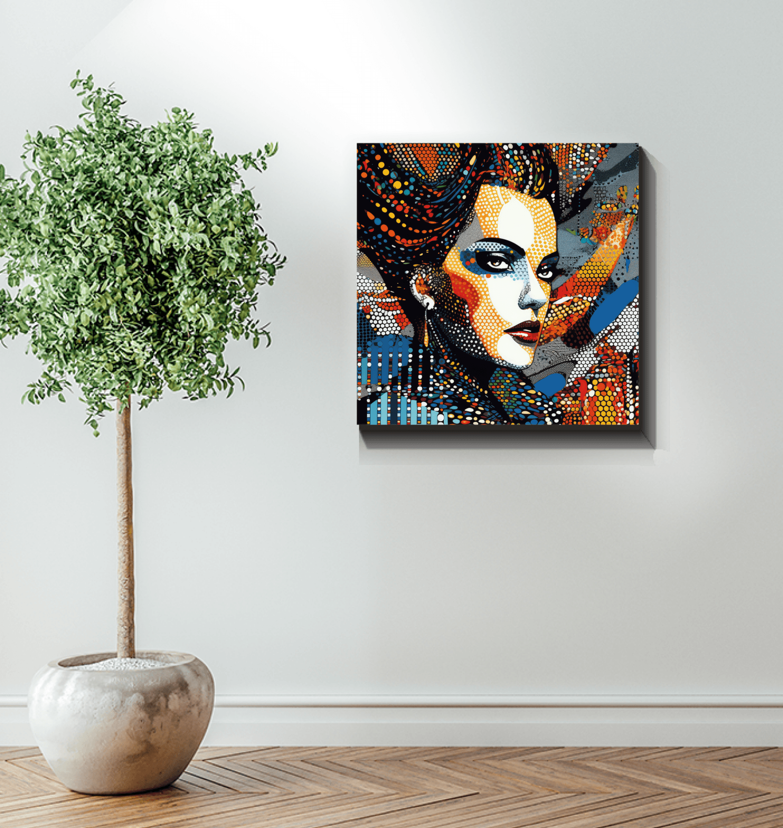 Elegant Sketchy Strokes Wrapped Canvas in an office setting