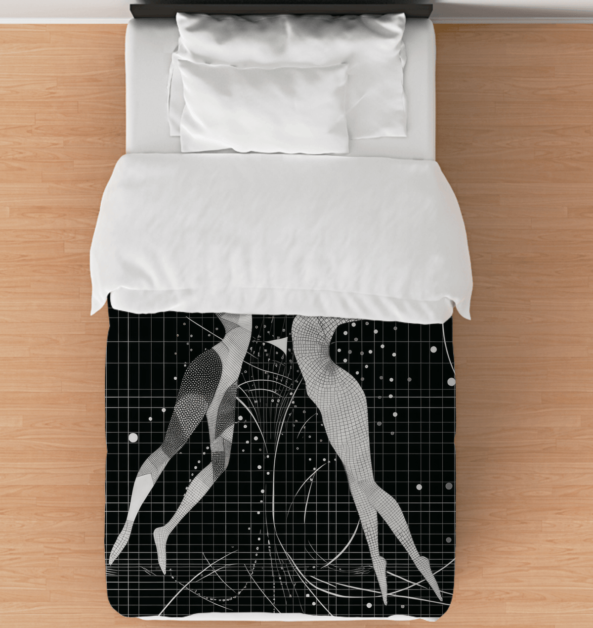 Elegant balletic-style duvet cover adding sophistication to bedroom decor