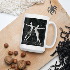 Sophisticated balletic-style glossy white mug, ideal for coffee and tea lovers.