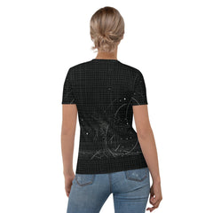 Close-up of the sophisticated balletic style t-shirt for women.