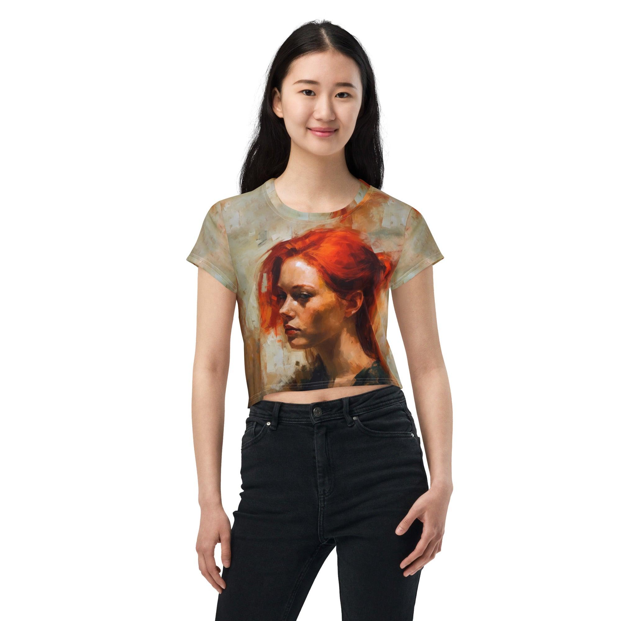 Soulful Brushwork All-Over Print Crop Tee - Beyond T-shirts