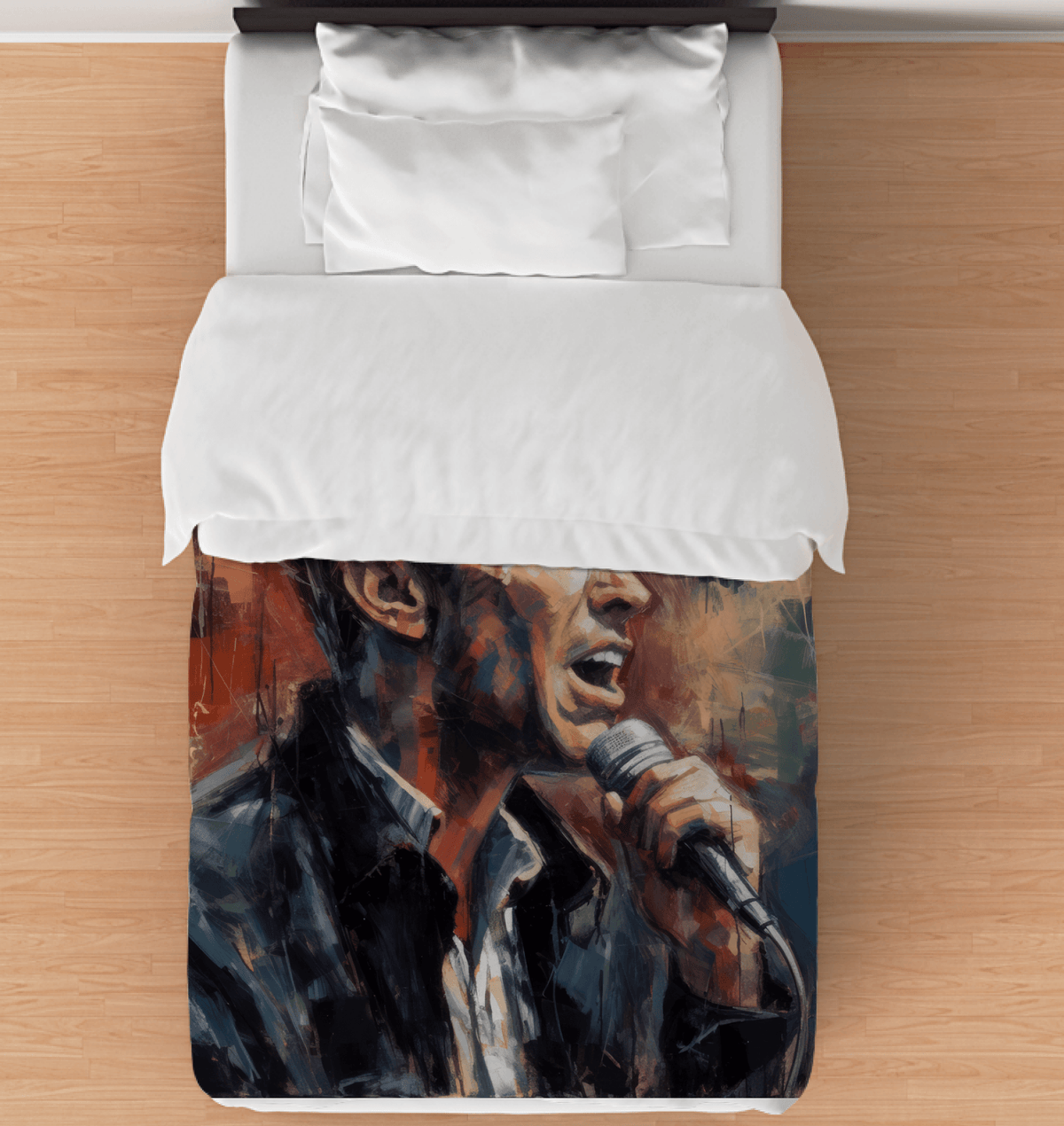 Sound Symphony Duvet Cover displaying elegant musical notes design.