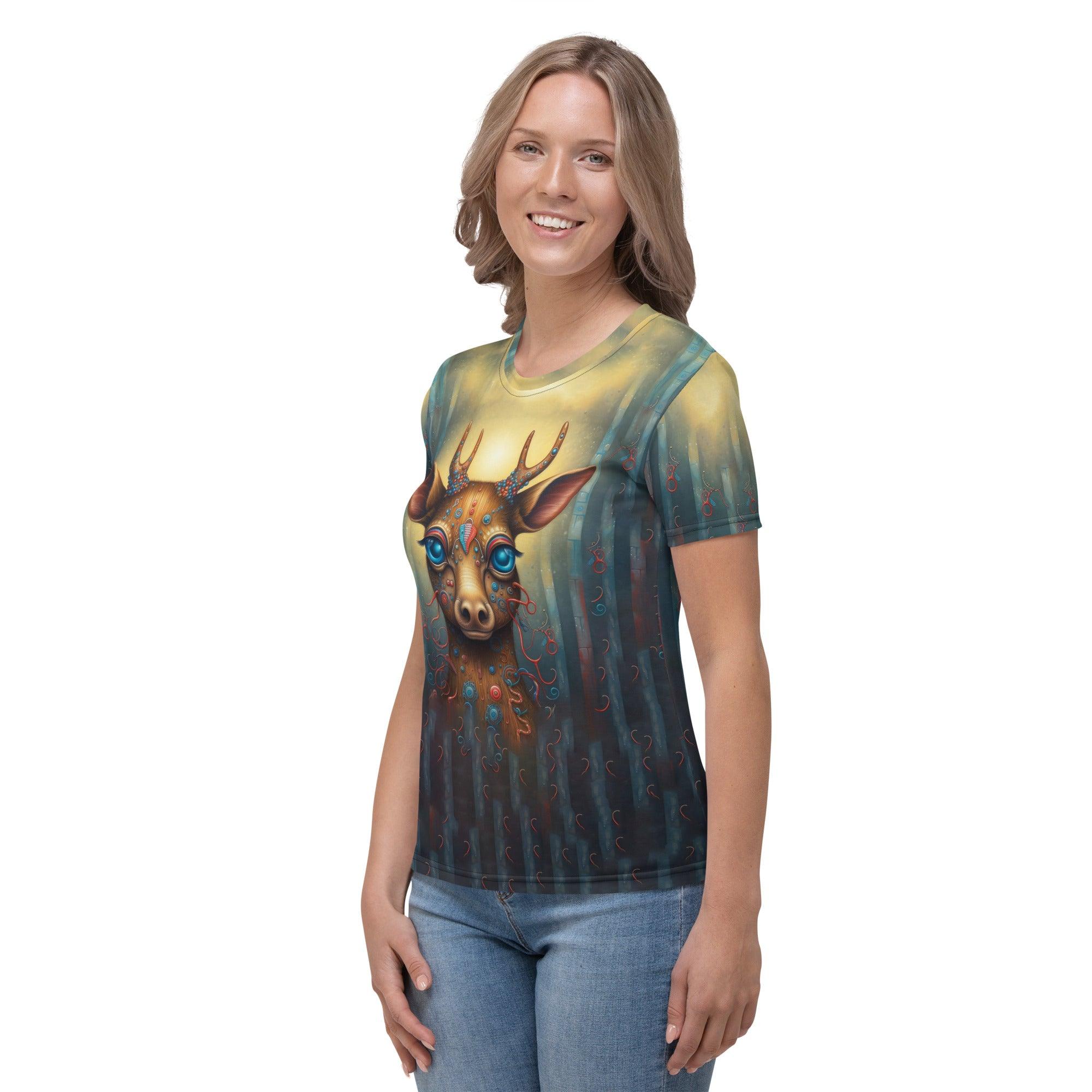 Stylish woman wearing Sovereign Assemblages t-shirt outdoors